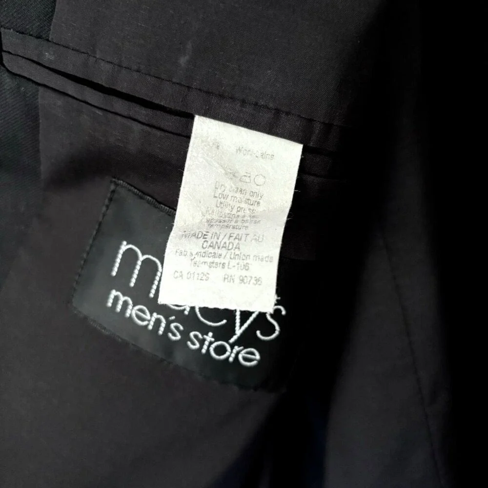 Ralph Lauren Sport Coat Blazer‎ Size 46R Black Wool Suit Jacket Made in Canada